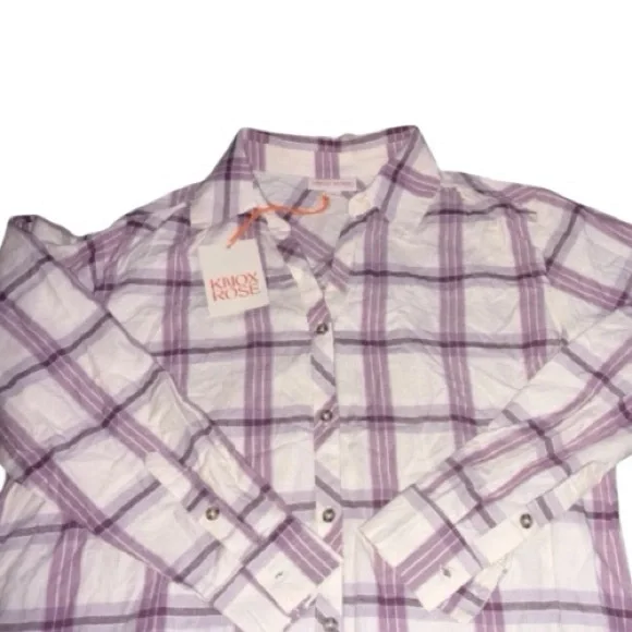 Knox Rose Plaid Shirt in Purple and White - Picture 1 of 3